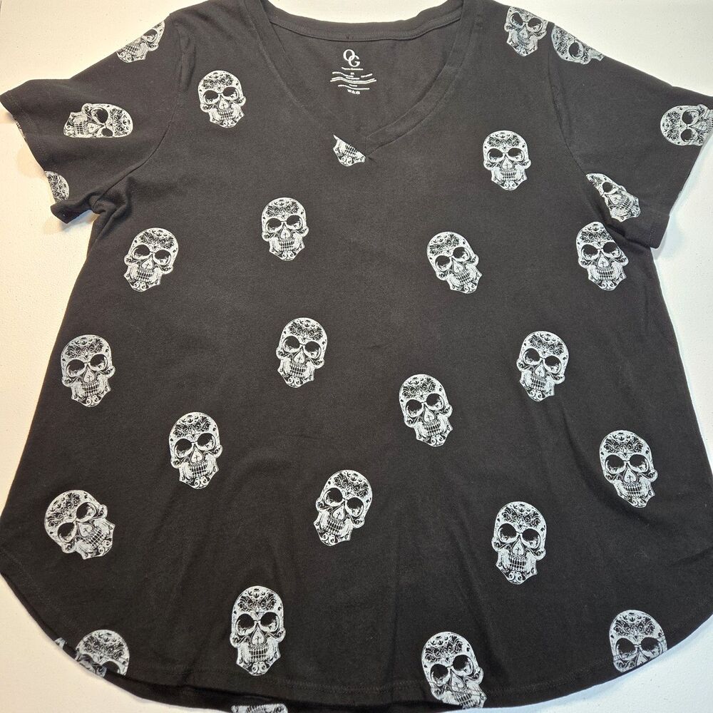 Organic Generation Women Plus Sz 2XL Graphic Skull T-shirt Grunge Streetcore